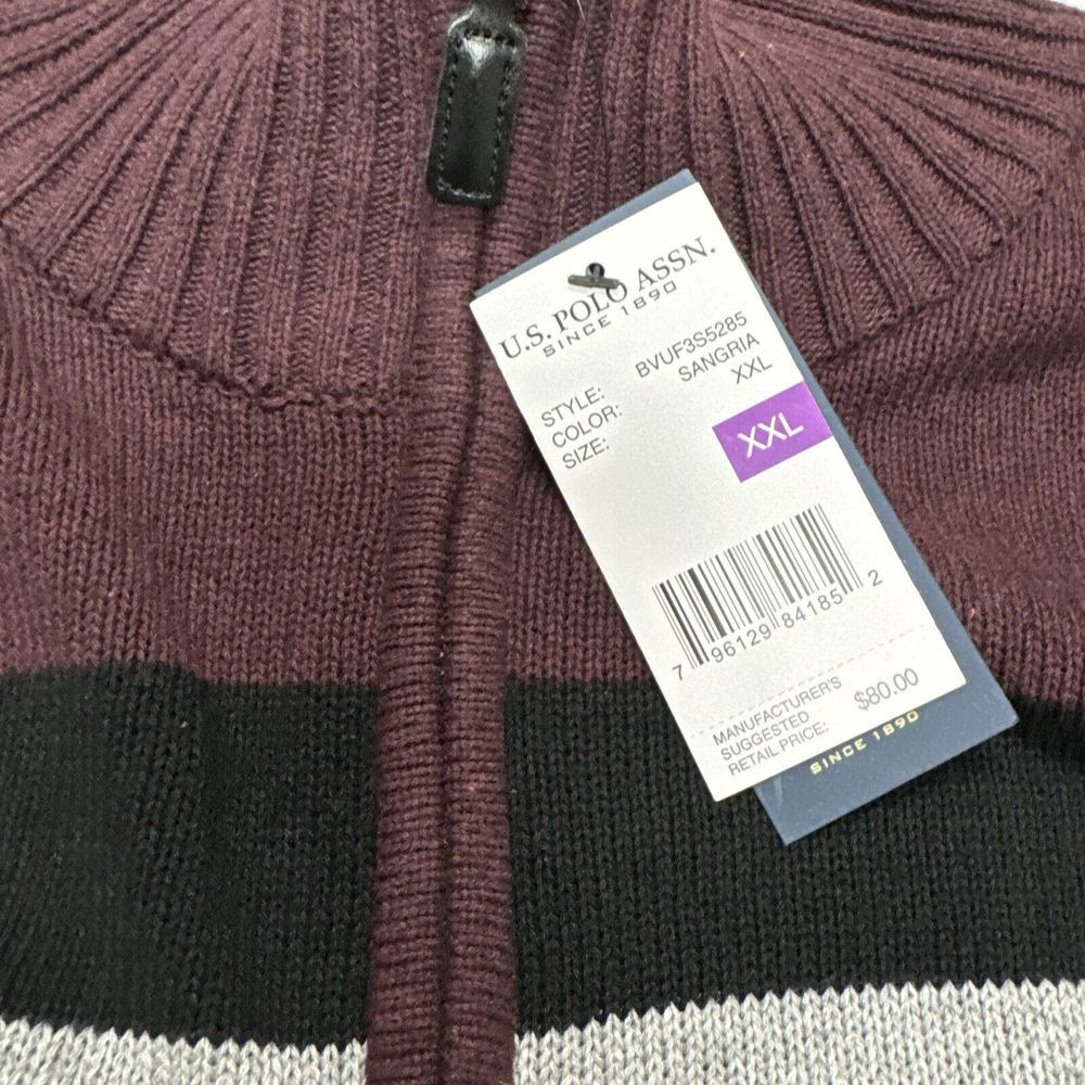 NWT U.S. Polo‎ Men's Knit Sweater Cotton Sangria Size XXL - Picture 3 of 10